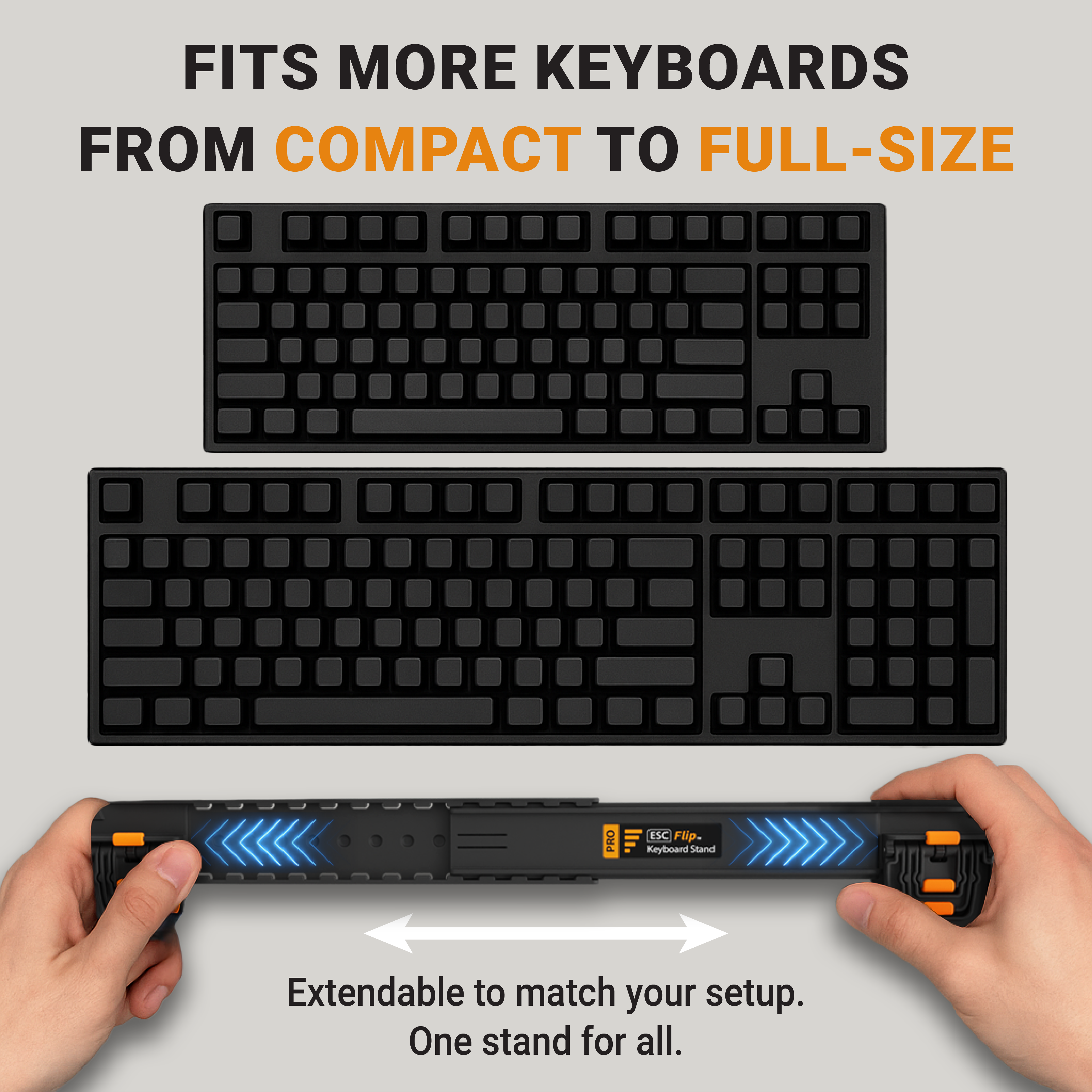 ESC Flip PRO Computer Keyboard Stand for Desktop, Adjustable Keyboard Riser Feet for Apple Magic Keyboard, Extendable Keyboard Holder Fits All Keyboards, Ergonomic Office Desk Accessories