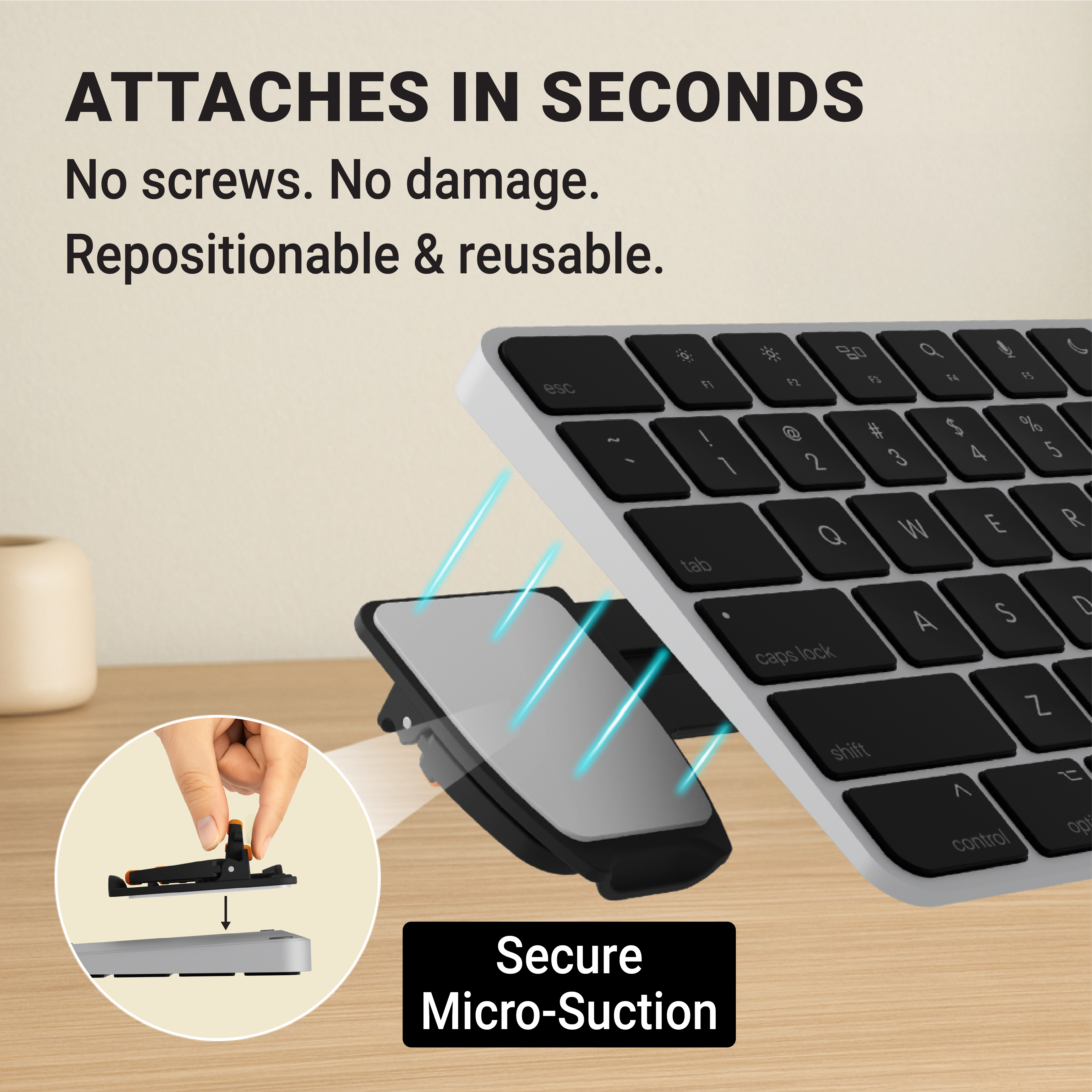 ESC Flip PRO Computer Keyboard Stand for Desktop, Adjustable Keyboard Riser Feet for Apple Magic Keyboard, Extendable Keyboard Holder Fits All Keyboards, Ergonomic Office Desk Accessories